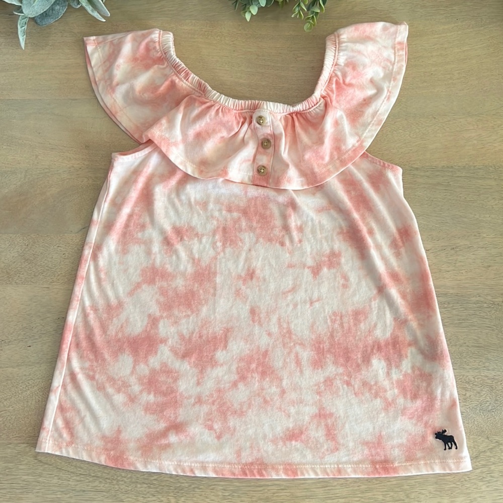🌸Abercrombie Kids Pink tie dye ruffle tank🌸